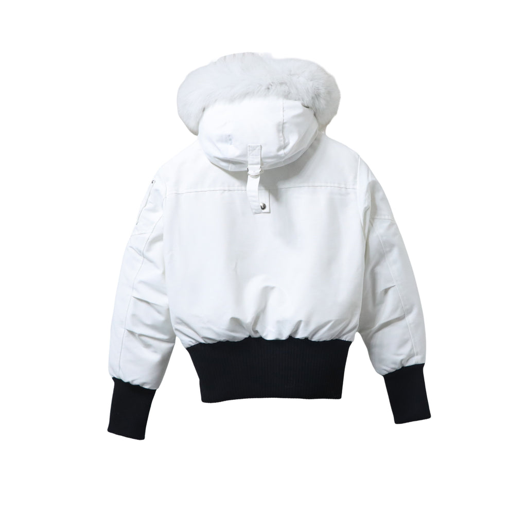 Moose Knuckles Original Debbie Hooded Bomber Jacket - White