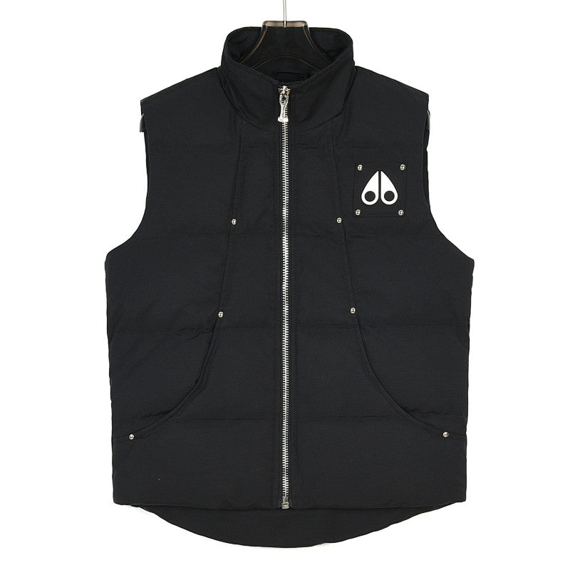 Moose Knuckles Metal Logo Studded Down Puffer Vest
