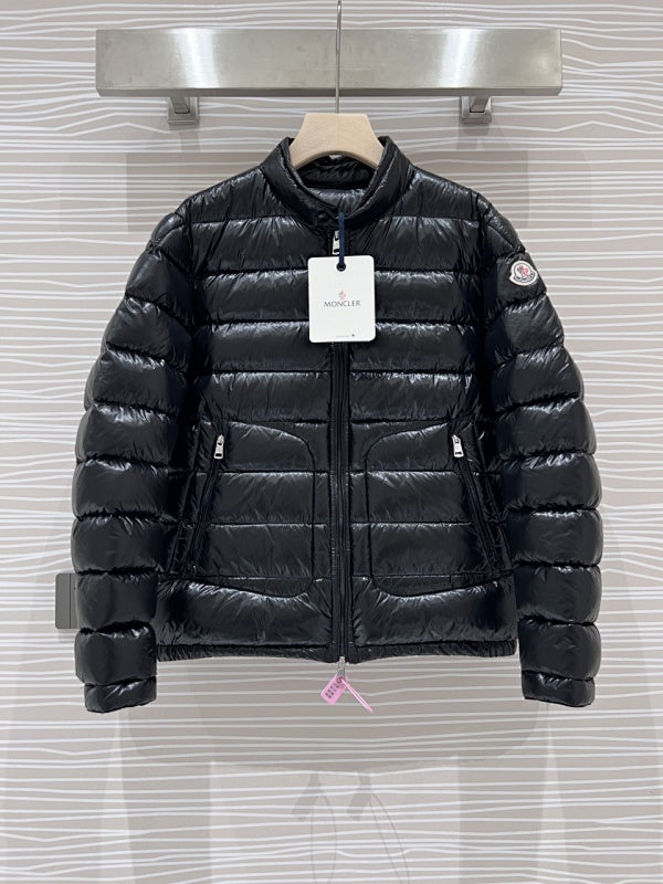 Moncler Acorus Black Stand-Collar Lightweight Down Jacket