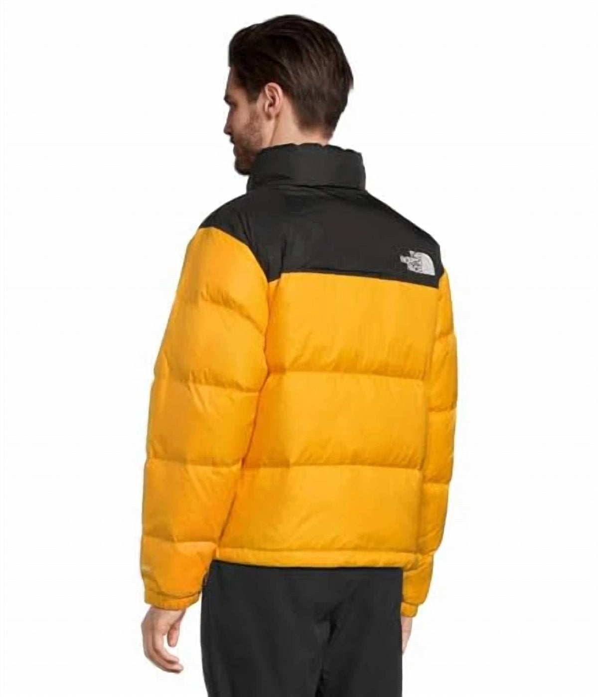 The North Face Unisex Yellow and Black Stand-Collar Puffer Jacket