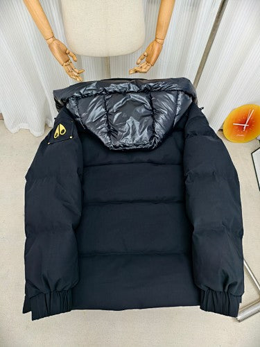 Moose Knuckles Black Puffer Jacket with Glossy Hood