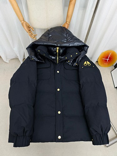 Moose Knuckles Black Puffer Jacket with Glossy Hood