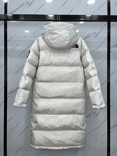 The North Face Unisex White Long Hooded Puffer Coat