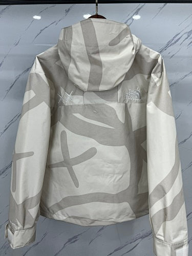 The North Face x KAWS Gray and White Abstract-Print Hooded Jacket