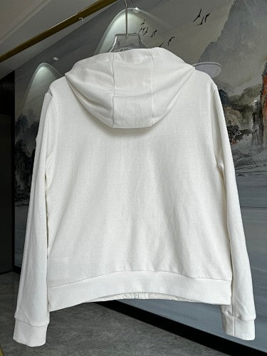 Moncler White Hooded Knit-Panel Jacket with Quilted Front