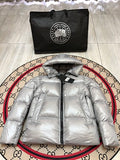 Canada Goose Crofton 2252 Metallic Silver Hooded Puffer Jacket