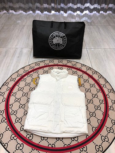 Canada Goose White Stand-Collar Quilted Puffer Vest