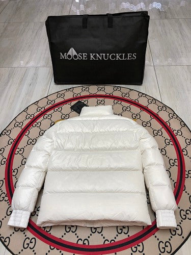 Moose Knuckles Unisex Glossy White Stand-Collar Puffer Jacket