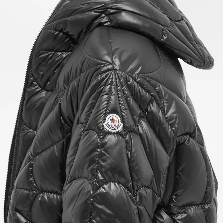 Moncler Violier Black Hooded Puffer Jacket with Spiderweb Quilting