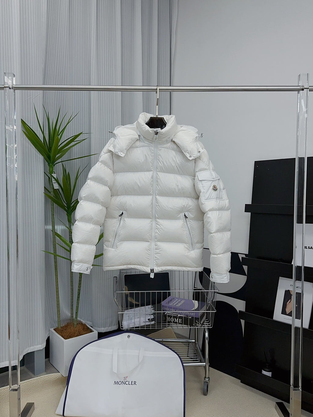 Moncler Maya Hooded Puffer Jacket in White