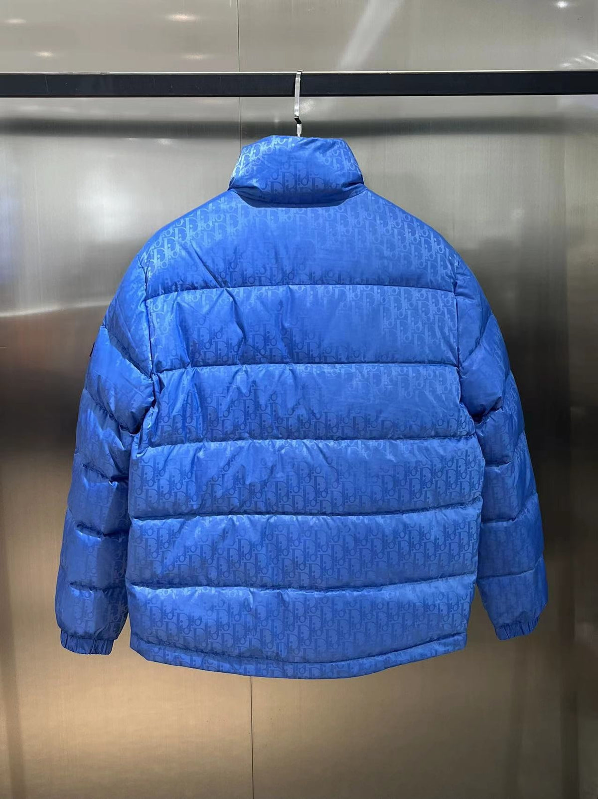 Dior Monogram Stand-Collar Puffer Jacket in Blue