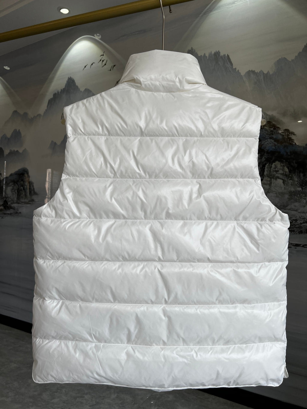 Moncler Stand-Collar Quilted Puffer Vest in White