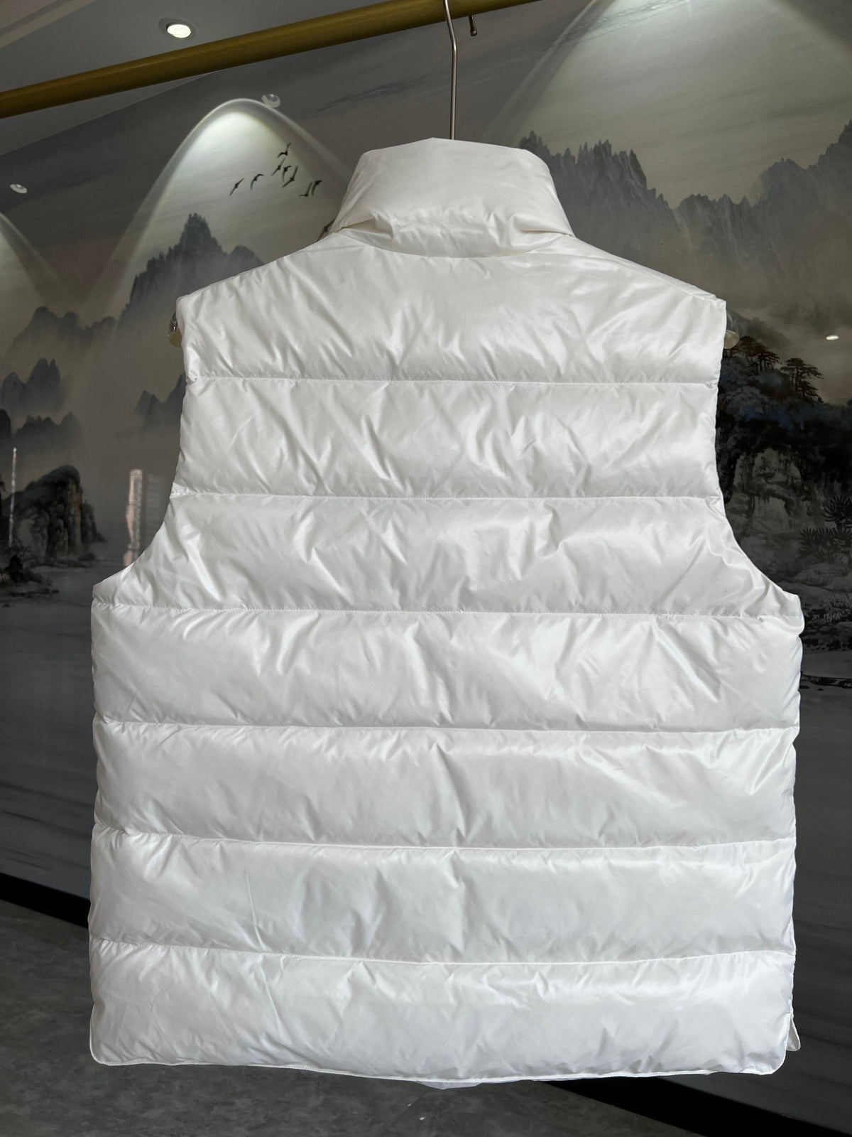 Moncler Stand-Collar Quilted Puffer Vest in White