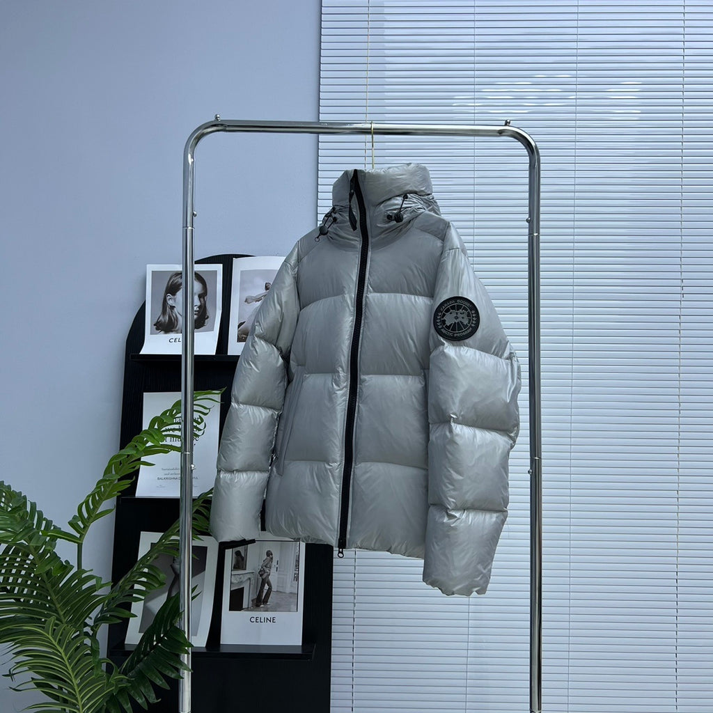Canada Goose Crofton Silver Hooded Down Jacket