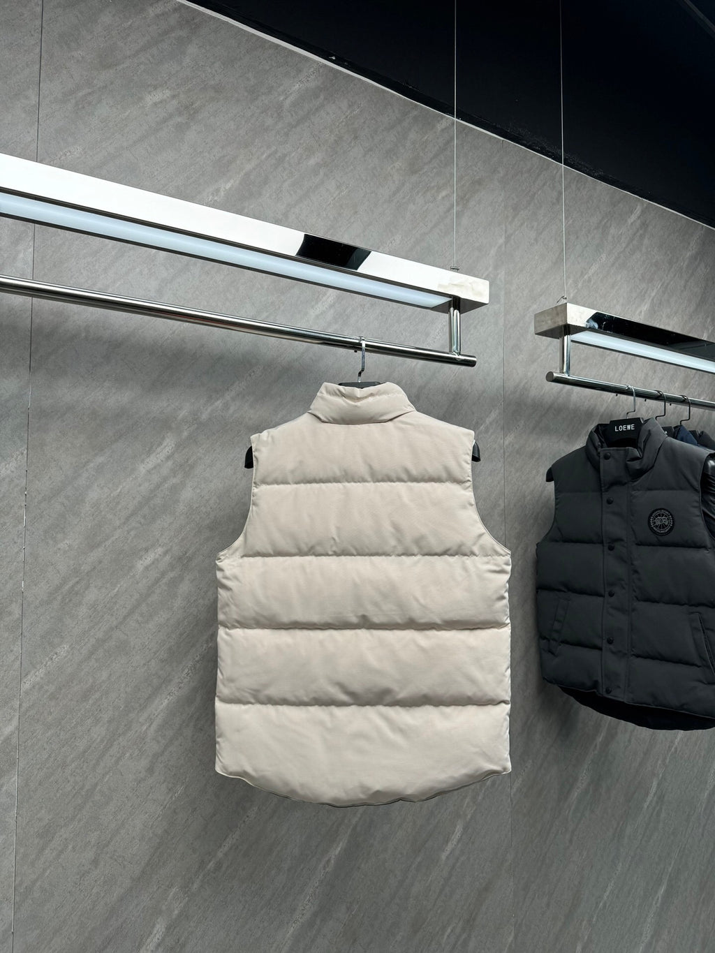 Canada Goose Ivory Quilted Puffer Vest with Black Logo