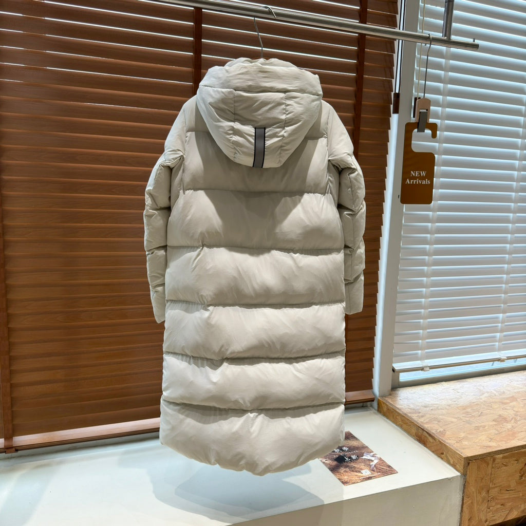 Canada Goose Women's Long Hooded Puffer Coat in Ivory