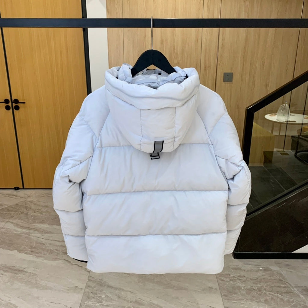 Canada Goose Hooded Puffer Jacket in White with Black Accents
