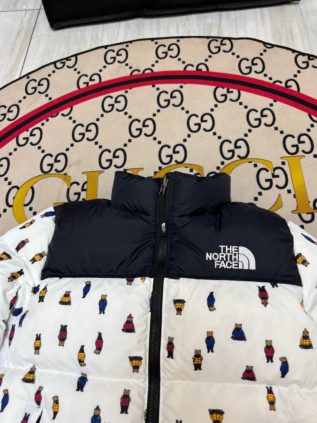 The North Face 1996 Kids' White Bear-Print Puffer Jacket