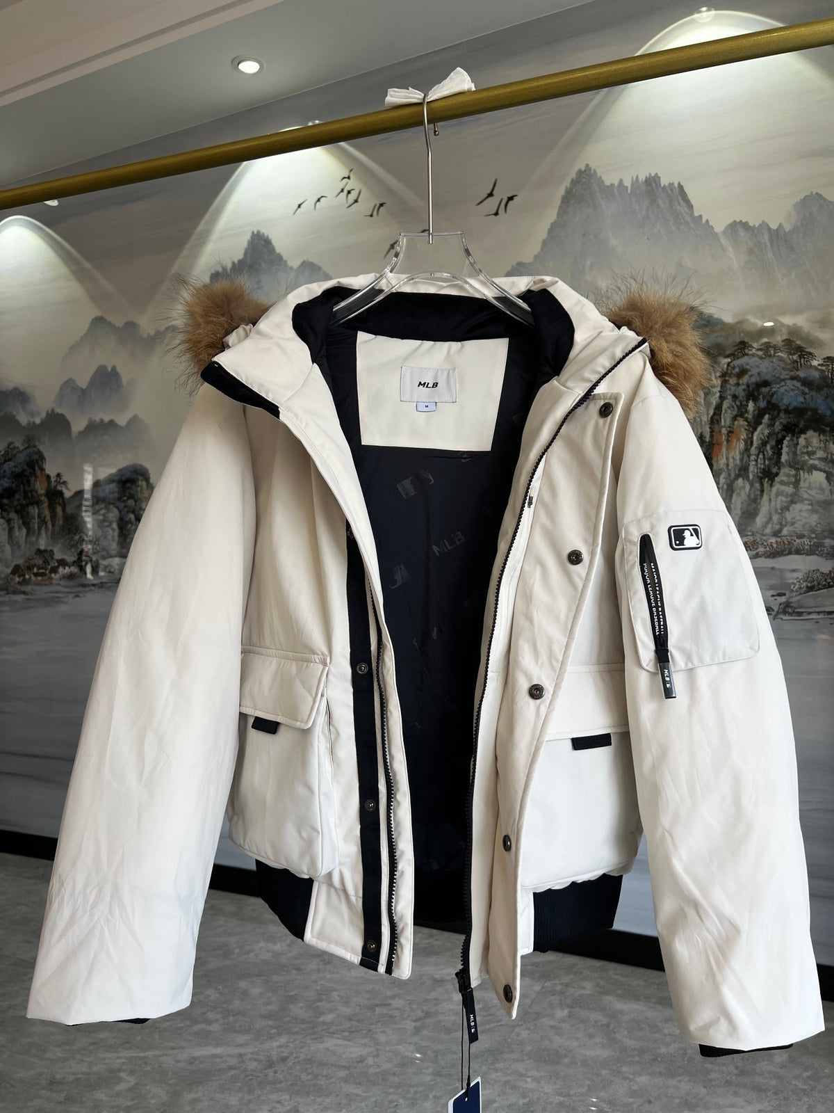 MLB Jacket with Fur-Style Collar