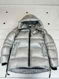 Canada Goose Women's Metallic Silver Hooded Puffer Jacket