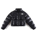 The North Face Glossy Black Cropped Puffer Jacket