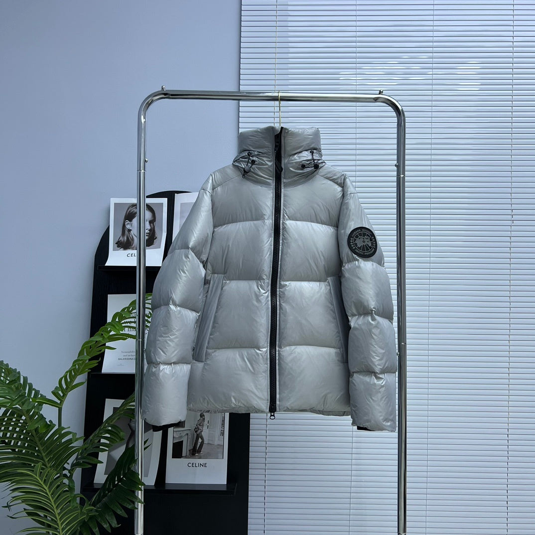 Canada Goose Crofton Silver Hooded Down Jacket