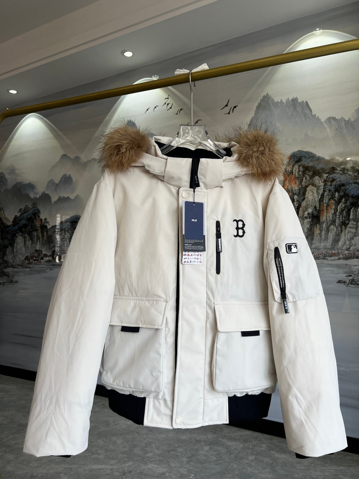 MLB Jacket with Fur-Style Collar