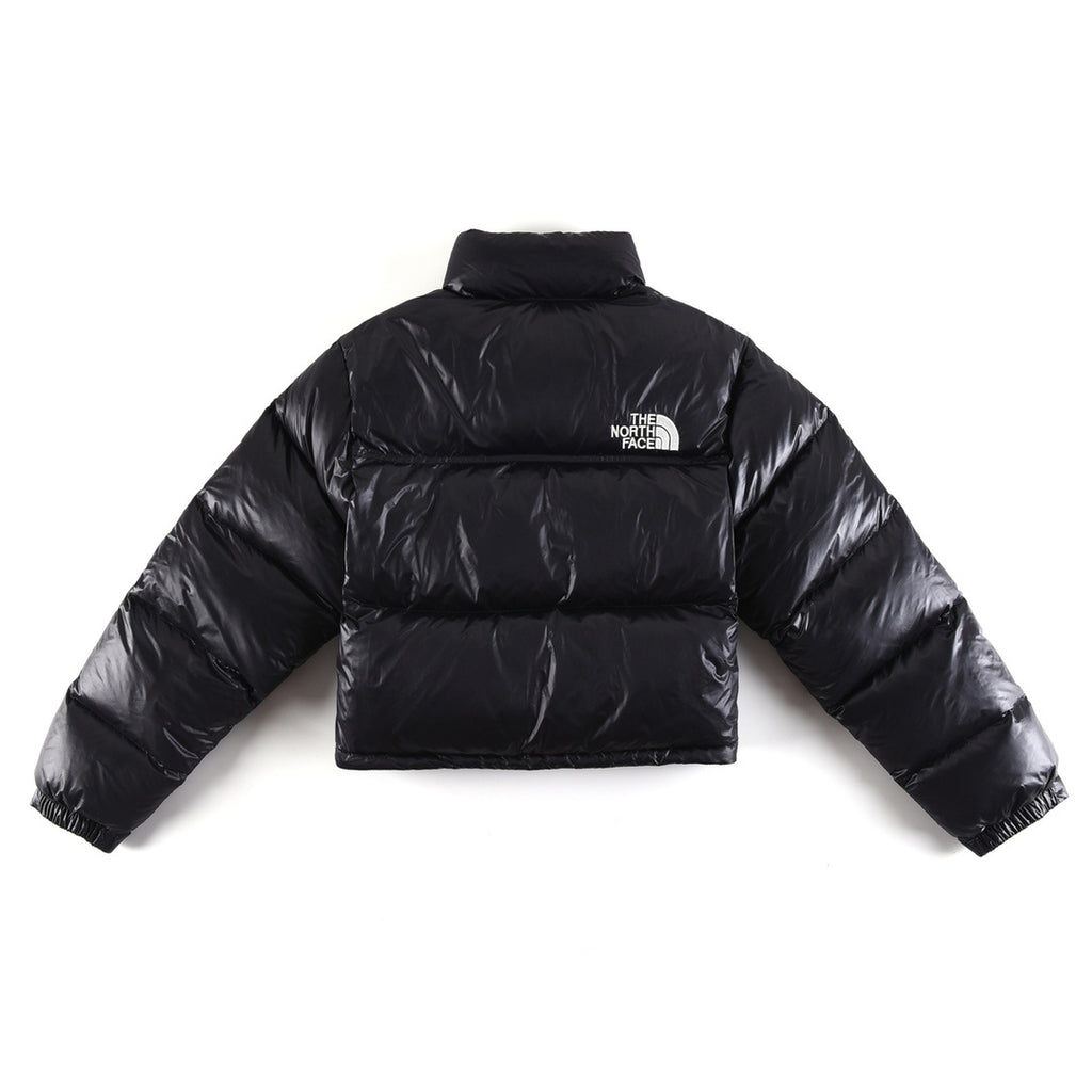The North Face Glossy Black Cropped Puffer Jacket