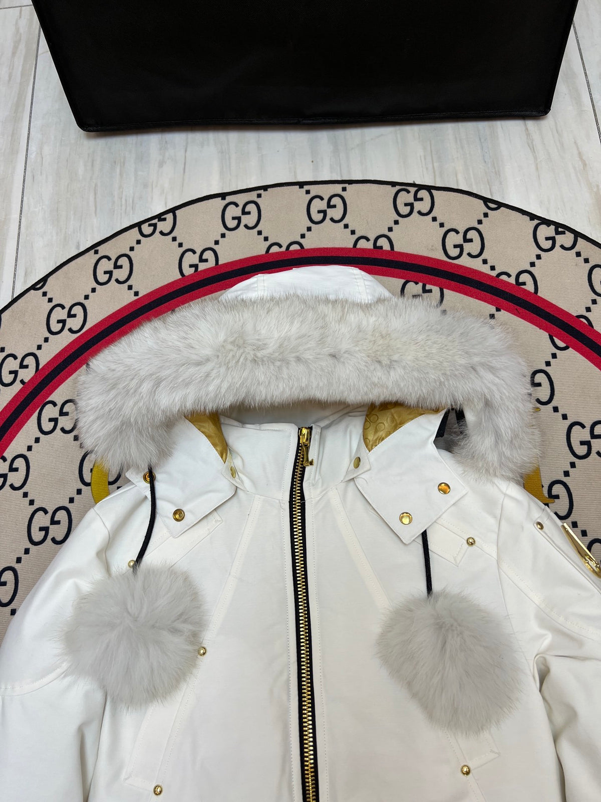 Moose Knuckles Women's Hooded Bomber Jacket in White