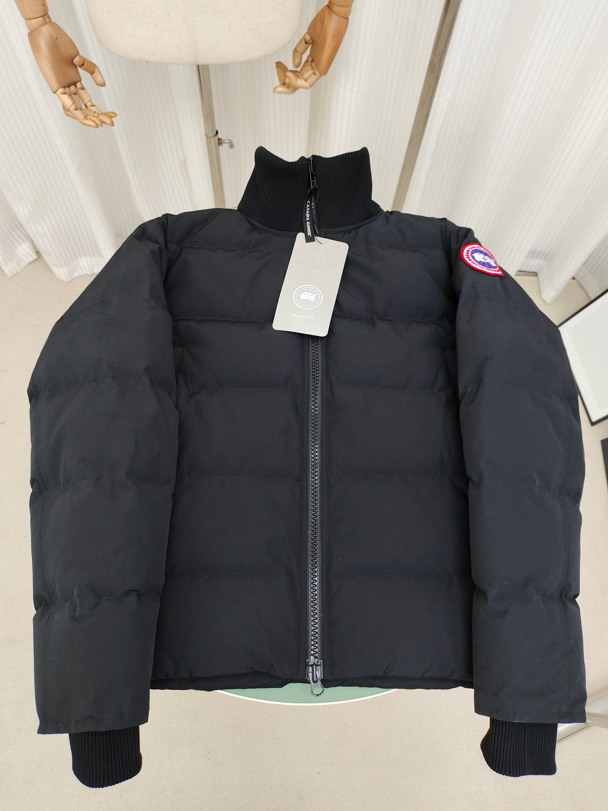 Canada Goose Longline Hooded Puffer Coat in Cream