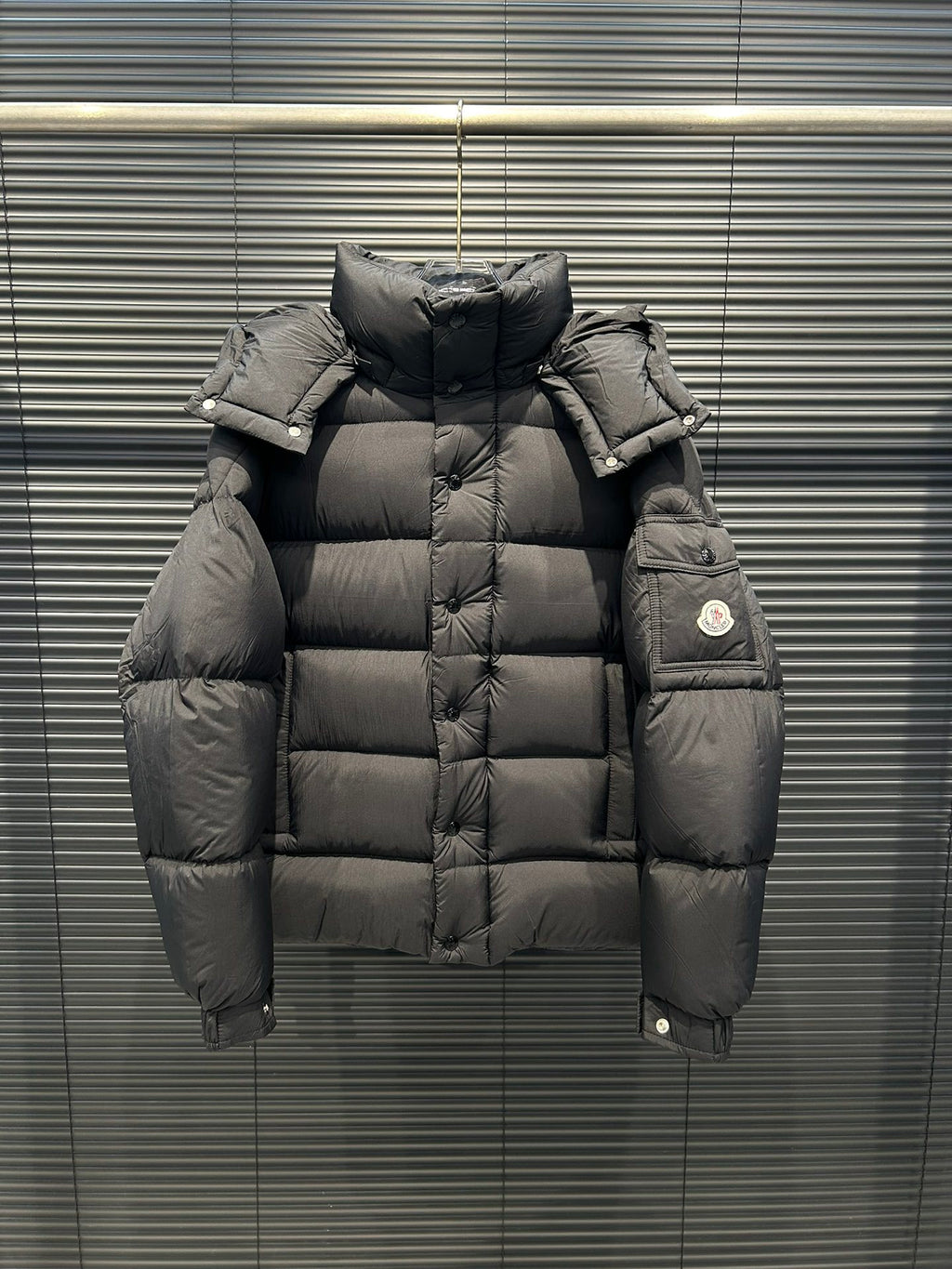 Moncler Maya Matte Black Hooded Puffer Jacket