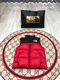 The North Face Unisex Red and Black Stand-Collar Puffer Vest