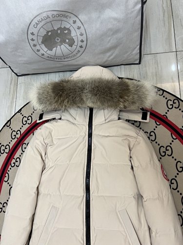 Canada Goose Women's Long Hooded Puffer Coat - Ivory