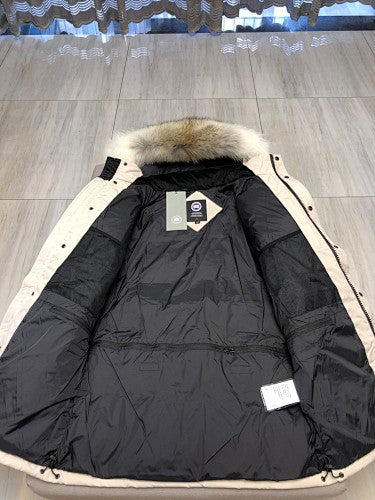 Canada Goose Long Hooded Puffer Coat - Cream