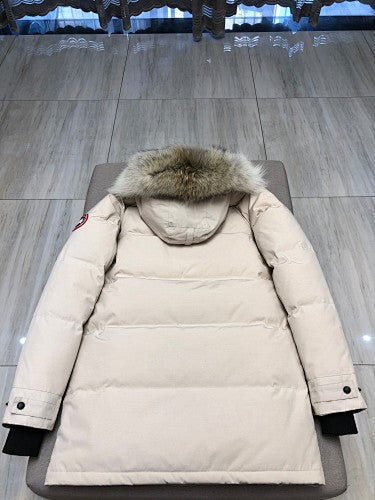 Canada Goose Long Hooded Puffer Coat - Cream