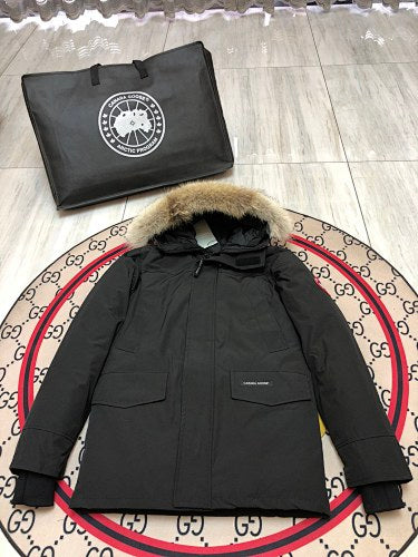 Canada Goose Unisex Hooded Parka with Flap Pockets - Black